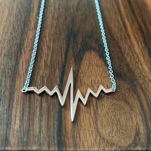 Necklace - Rose Gold Plated - Sterling Silver - Heartbeat Pulse Design - NEW